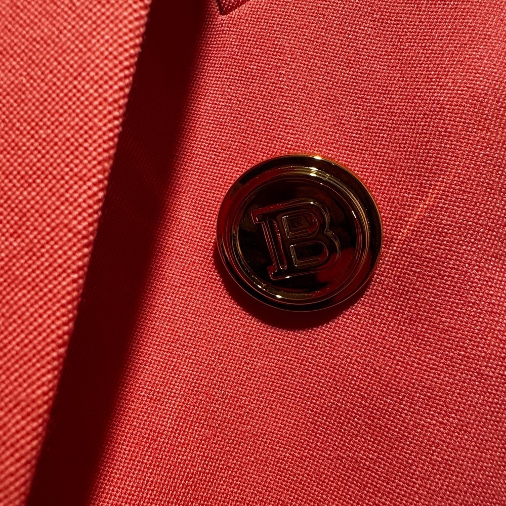 New Balmain Double-Breasted Wool Salmon Pink Blazer Size 34 - Picture 15 of 16